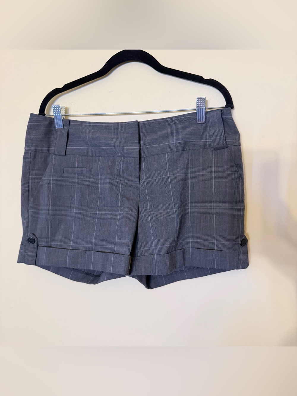 Vintage Y2K Plaid Mini Shorts Womens Size 9 Grey Academia Preppy Stooshy